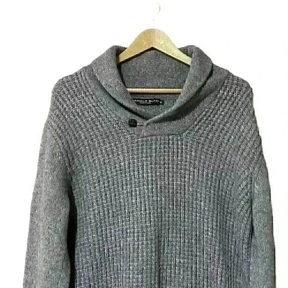 Daniele Blasi Italian Wool Blend Shawl Collar Sweater XL Gray Nautical Coastal - Picture 3 of 10